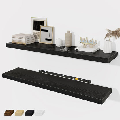 Black Floating Shelves Wall Shelf 40 Inch, 8 Inch Deep Floating Shelf for Wall, Farmhouse Black