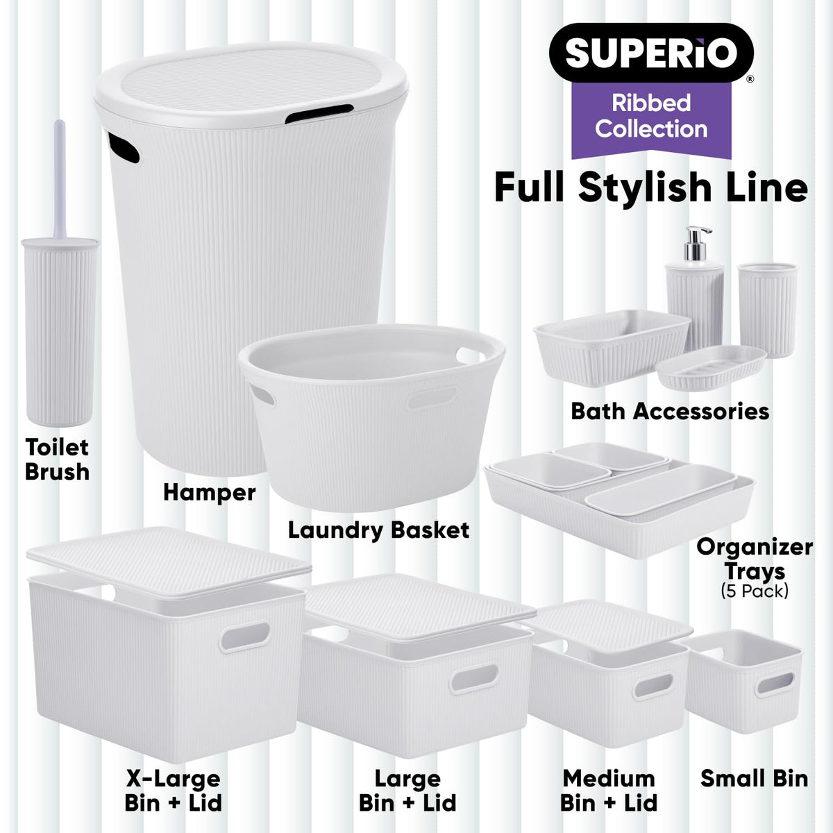 Superio Decorative Plastic Basket Open Home Storage Bins Organizer Baskets, Small, Smoke (8 Pack)