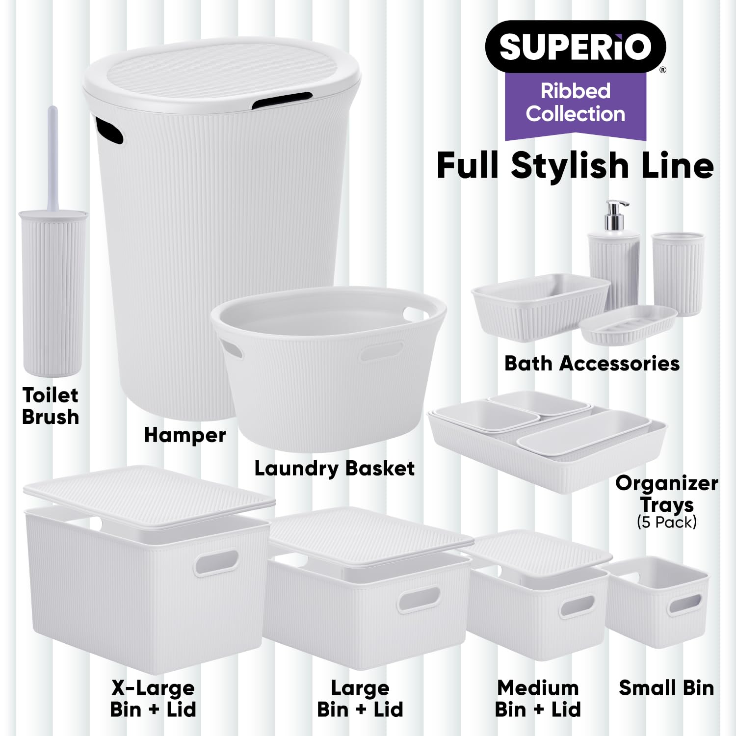 Superio Decorative Plastic Basket Open Home Storage Bins Organizer Baskets, Small, Smoke (8 Pack)