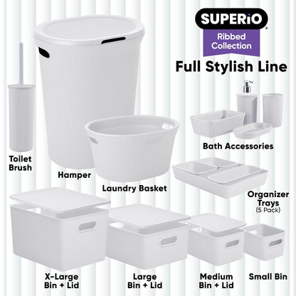 Superio Decorative Plastic Basket Open Home Storage Bins Organizer Baskets, Small, Smoke (8 Pack)