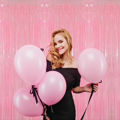 GOER 3.2 ft x 8.2 ft Metallic Tinsel Foil Fringe Curtains Party Photo Backdrop Party Streamers for