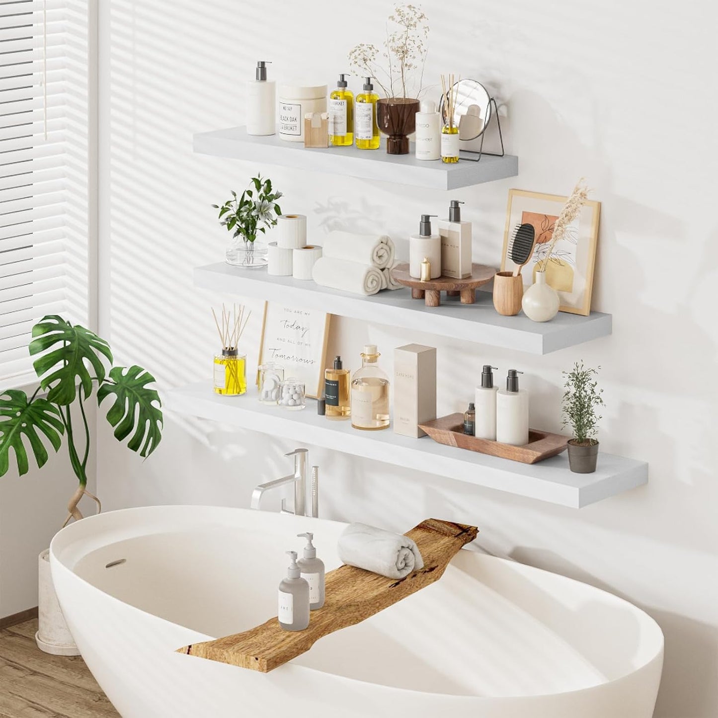 Heimlove 55 x 12 inch Extra Long Floating Shelves for Wall, 12 Inch Deep Floating Shelves, Large