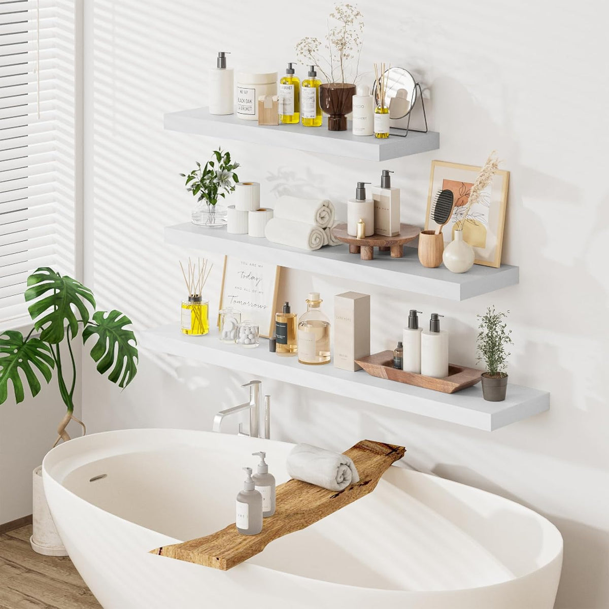 Heimlove 55 x 12 inch Extra Long Floating Shelves for Wall, 12 Inch Deep Floating Shelves, Large