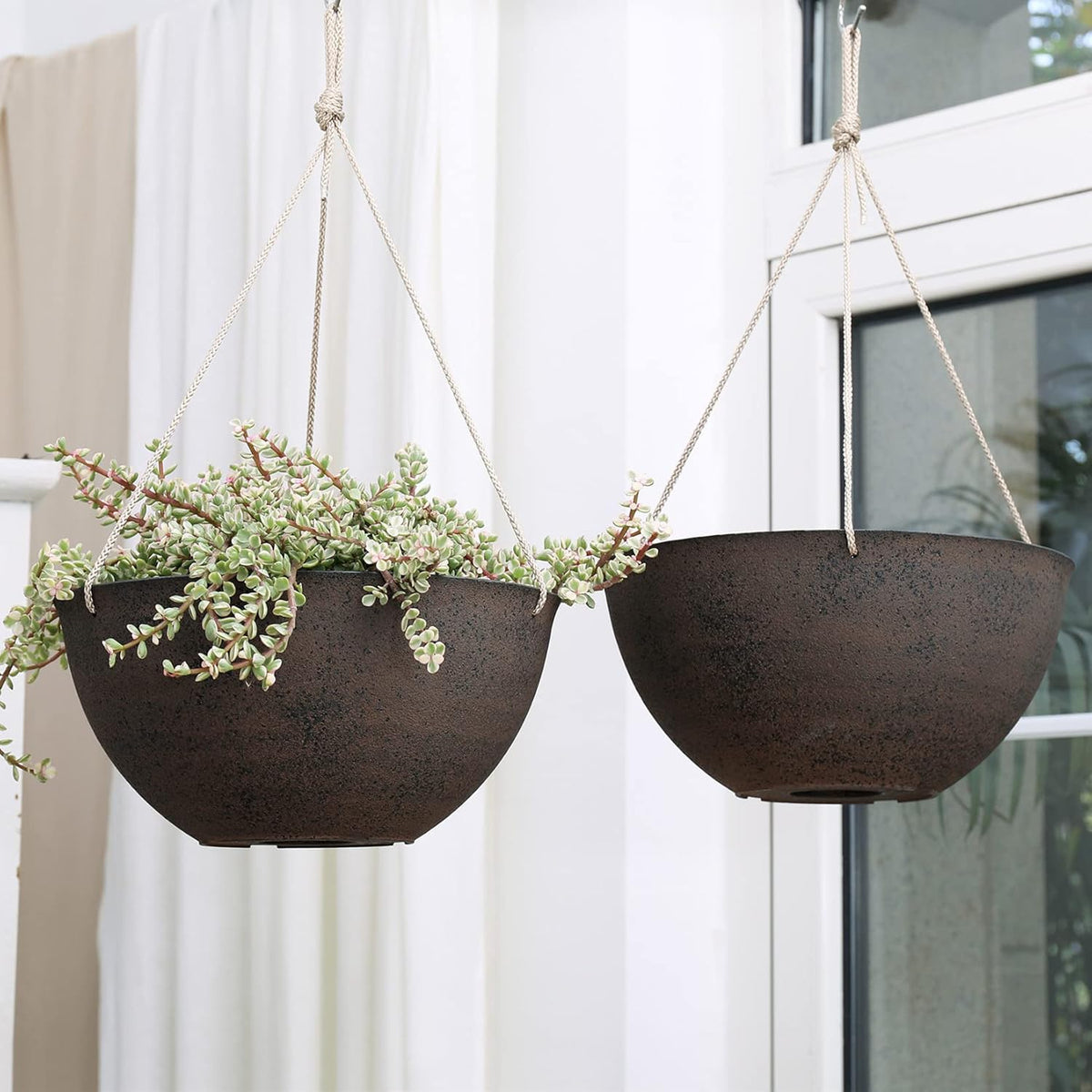 LA JOLIE MUSE Large Hanging Planters - 13 Inch Flower Pots Outdoor Indoor, Hanging Garden Planters