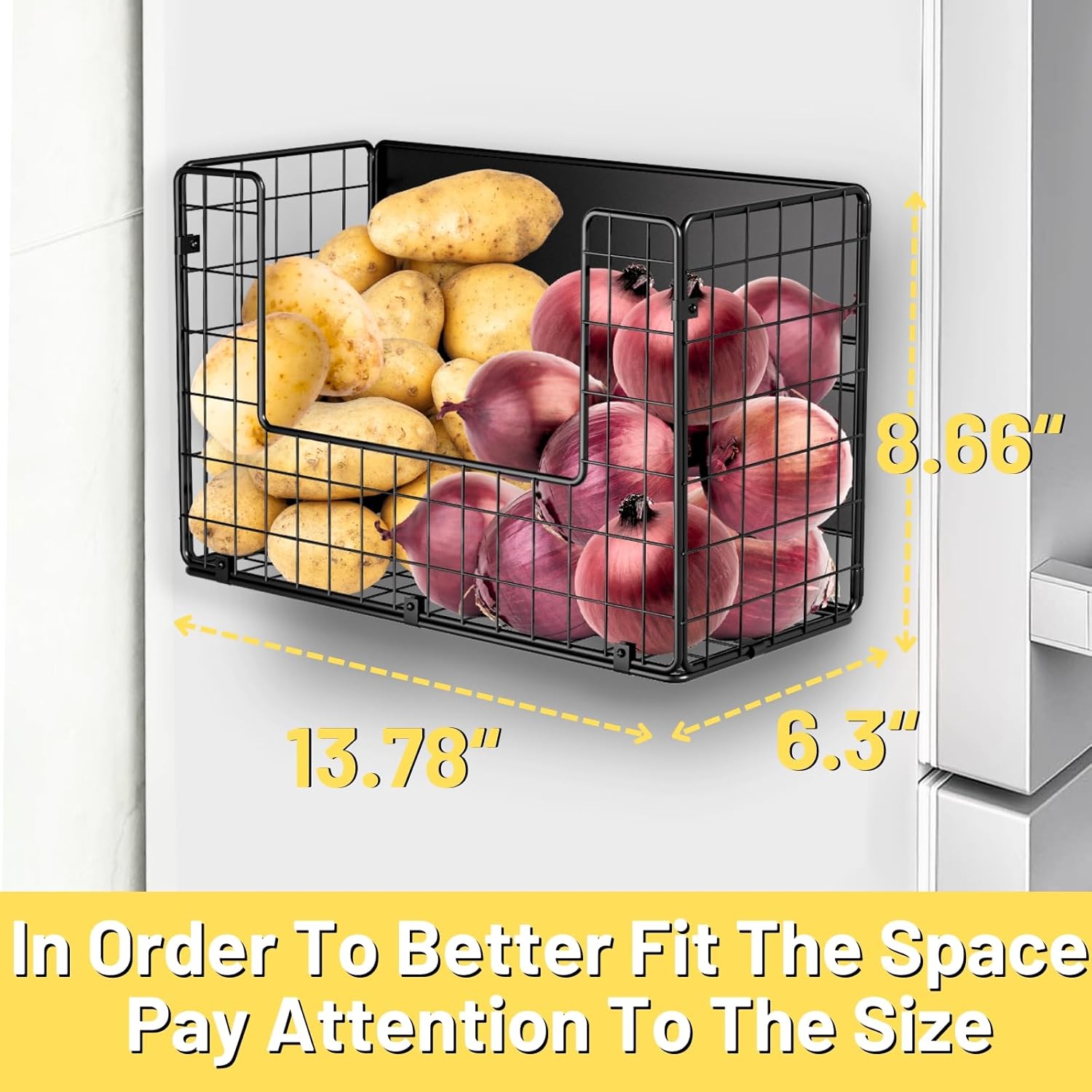 Magnetic Shelf for Fridge, Fruit Potato & Onion Storage Bins, Pantry Organizers & Storage, Large