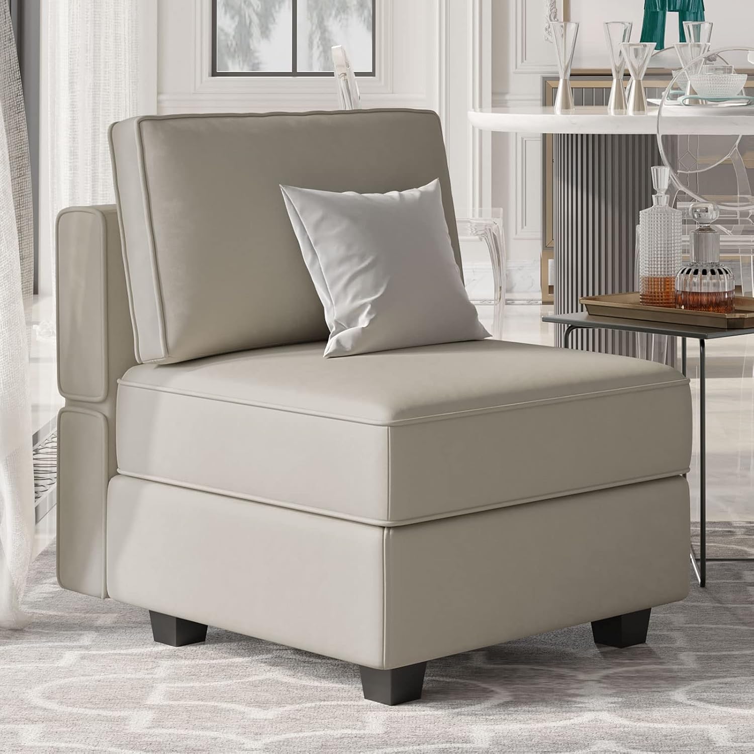 Belffin Modular Sofa Middle Module with Storage Accent Armless Chair for Modular Sectional Sofa