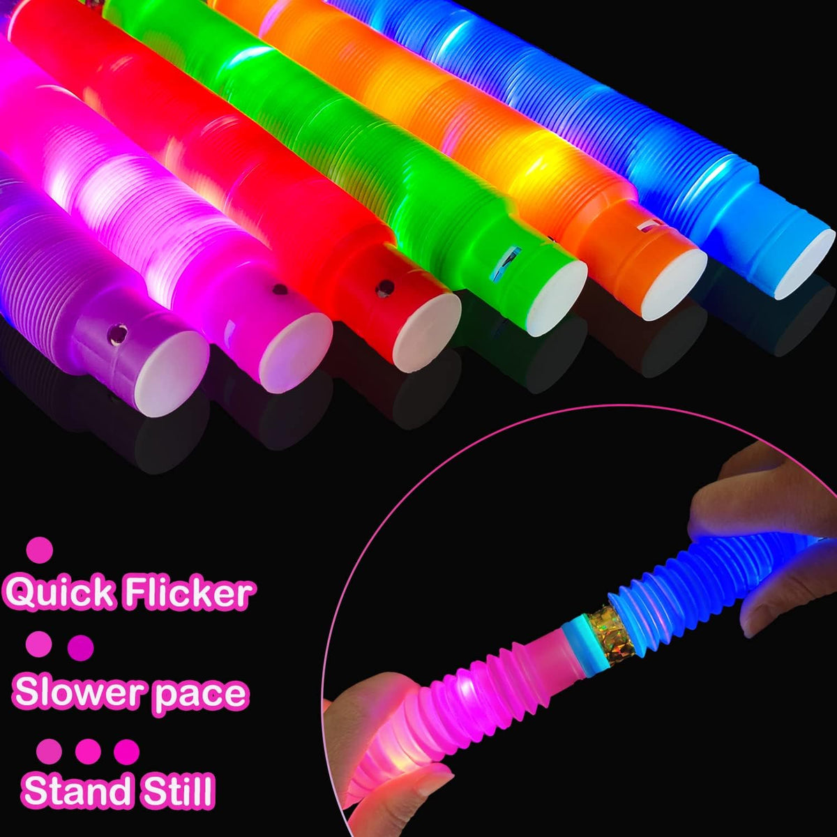 Halloween Glow Sticks Toys Gifts for Toddlers-6 PCS Light Up Pop Tube Party Favors for Kids,LED