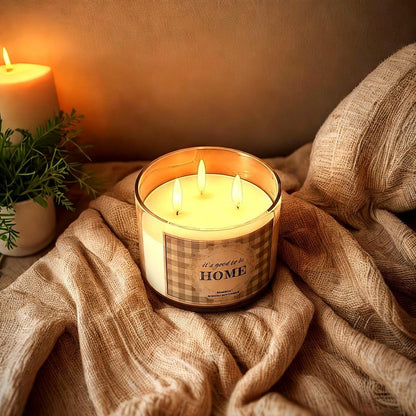 96NORTH Fresh Linen & Soft Amber Candle | Large 3 Wick Jar Candle | 12 Oz Up to 50 Hours Burning