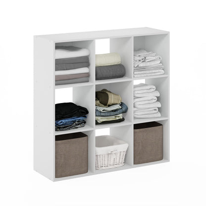 Furinno PELLI Closet Organizers and Storage, 9-Cube Closet Organizer, Open Shelf Closet Storage