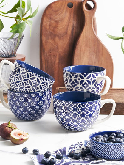 DOWAN Coffee Mugs Set of 4, 24 oz Large Coffee Mugs, Jumbo Soup Mugs With Handles, Ceramic Coffee