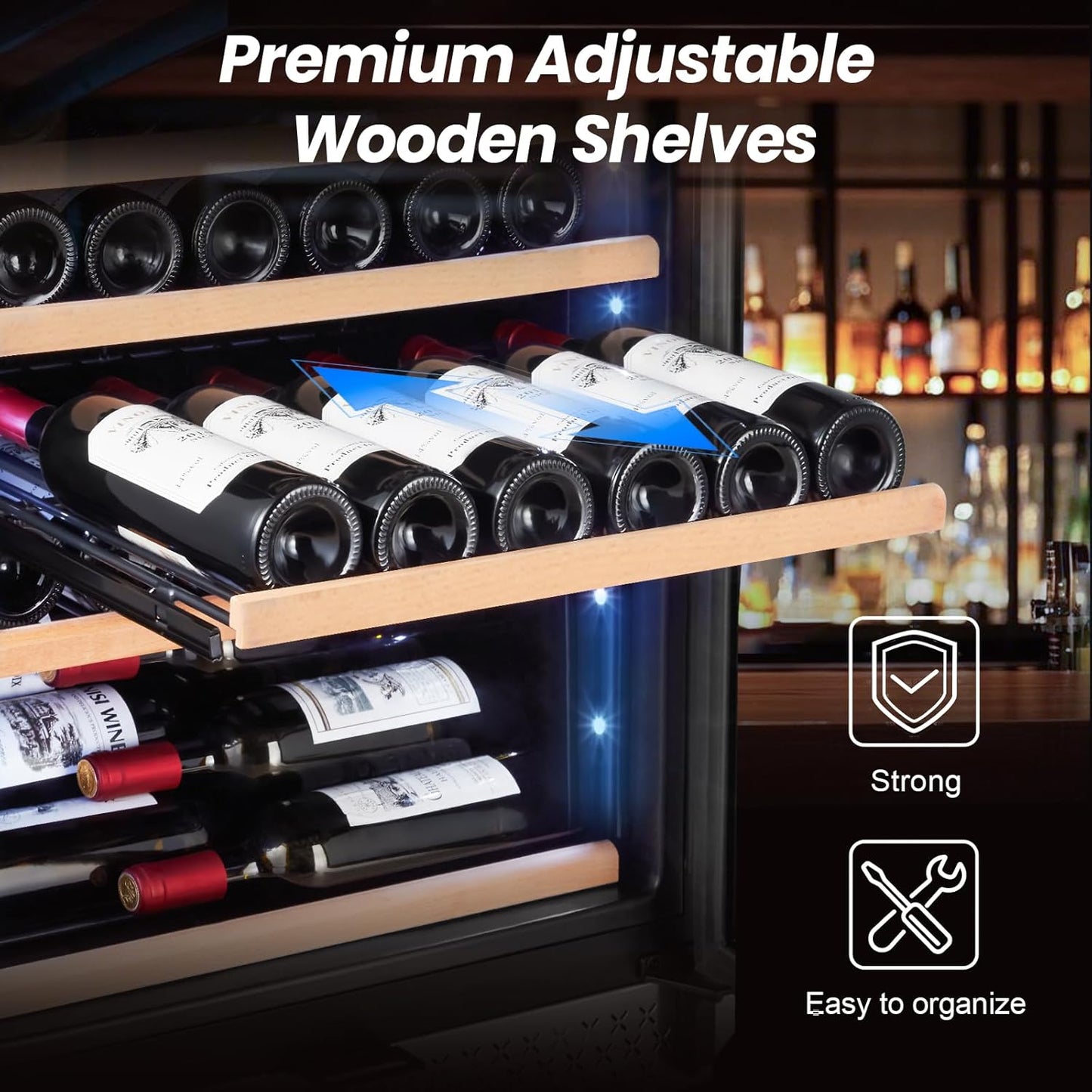 180 Bottles Wine Fridge 24 Inch Dual Zone Wine Cooler Refrigerator Freestanding Wine Refrigerator