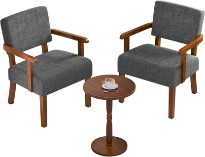 Accent Chair Set of 2 with Table, Living Room Chairs with Soft Seat and Armrests for Living Room