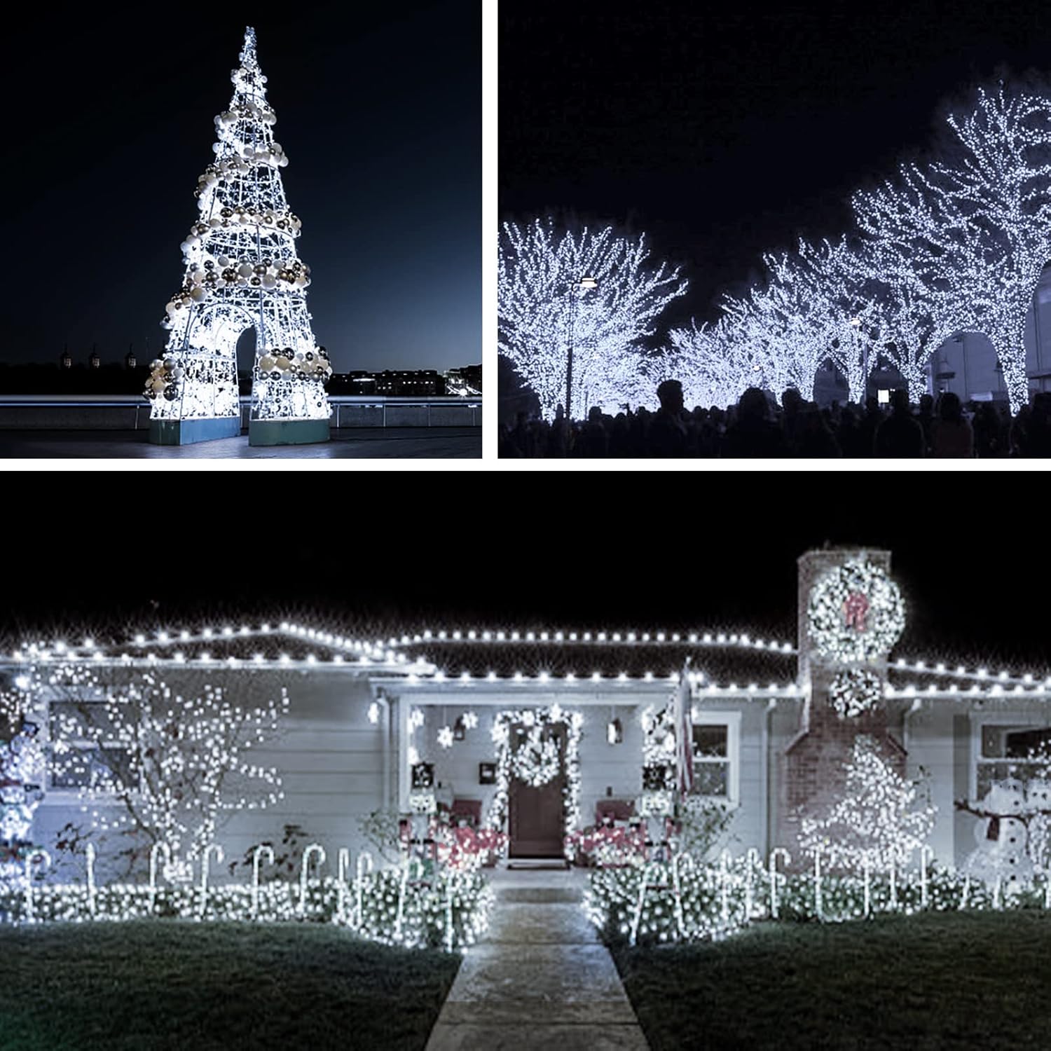 suddus 33ft 100 LED Outdoor String Lights, White Fairy Lights Battery Operated with Remote, Led