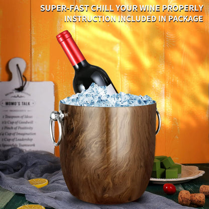 Ice Bucket with Lid, Scoop, Tongs and Strainer - Well Made Insulated Stainless Steel Keep Ice