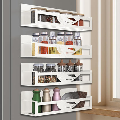 Magnetic Spice Rack for Refrigerator, 4-Pack Metal Seasoning Organizer for Kitchen Storage