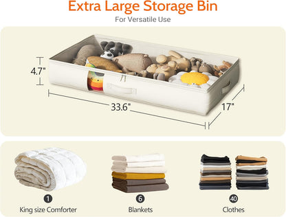 Soft-Sided Foldable Under bed Storage Bags with Window,No Rigid Frame Closet Organizers,Storage