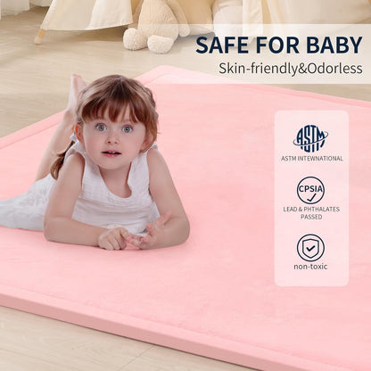 ACOMOPACK Baby Play Mat for Floor 1.3" Thick Memory Foam Play Mat 79"×118" Tummy Time Crawling with