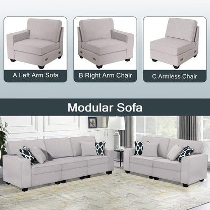 L Lengend Vansen Modular Sectional Sofa U Shaped Couch with Ottoman Modern Reversible Corner