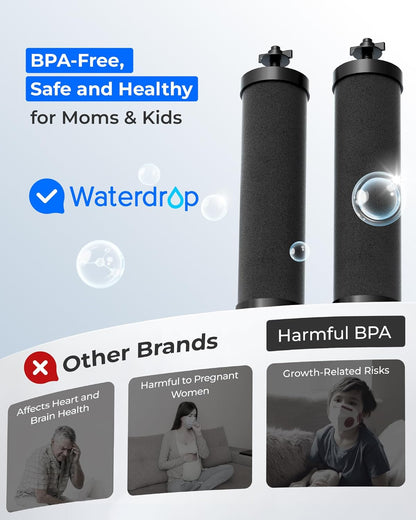 [New Upgraded Ultrafiltration] Waterdrop Black Water Filter, Replacement for Berkey® BB9-2® Black