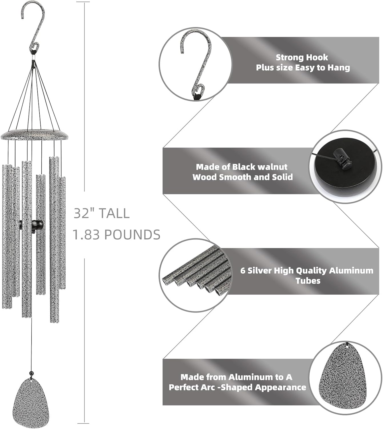 Wind-Chimes-Outdoor-Deep-Tone, Large Soothing Melodic Tones Windchimes, Wind Chimes for Outside