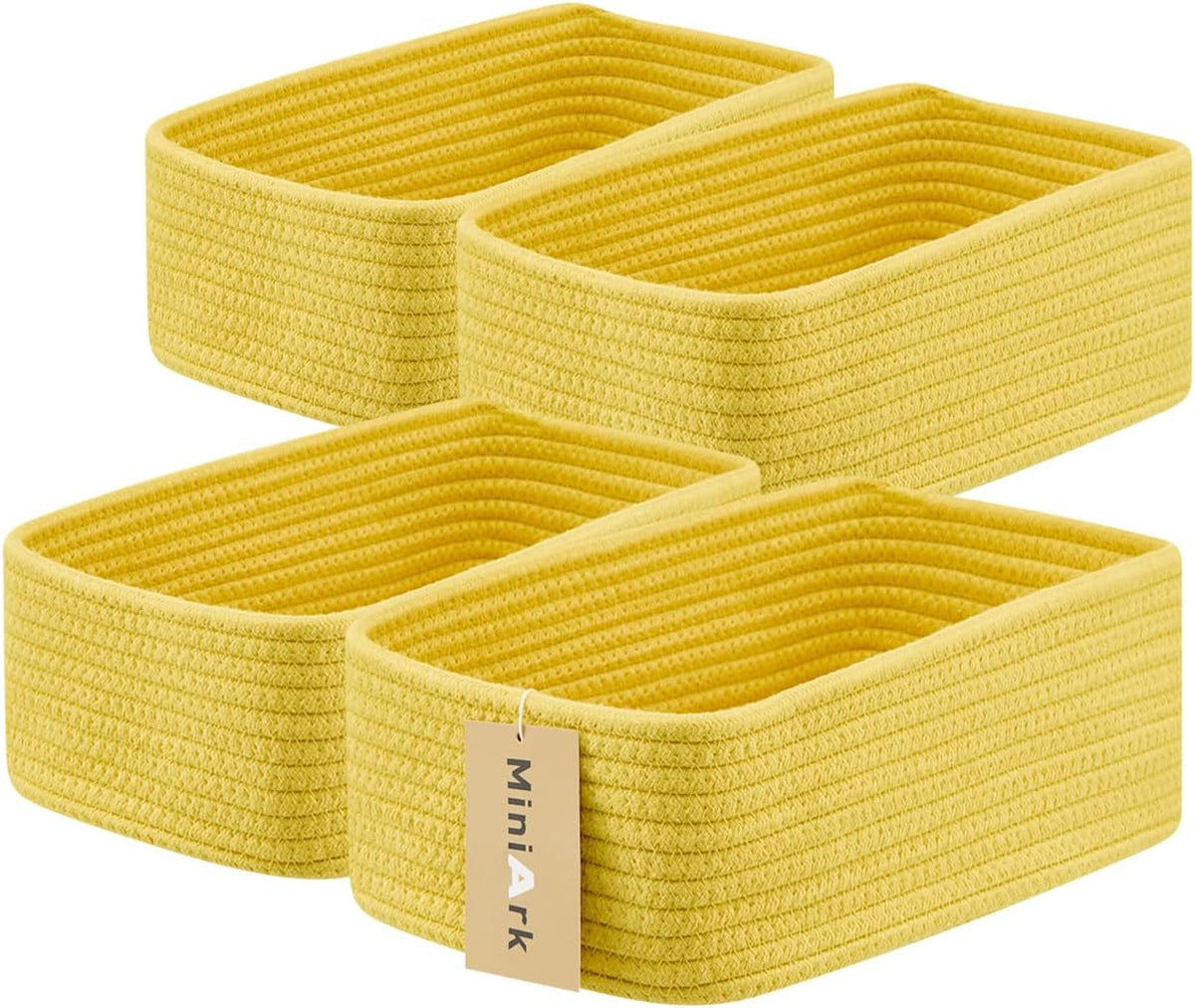 Small Storage Baskets for Organizing | Closet Organizer Bins | Shelf Toy Basket | Woven Rope