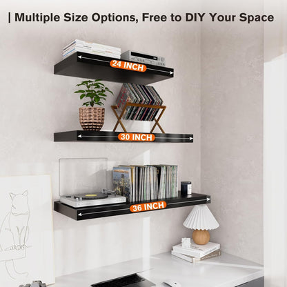 Floating Shelf, Set of 2 Wall Shelf, 24 in W x 12.75 in D x 2 in H Wooden Floating Wall Shelf with