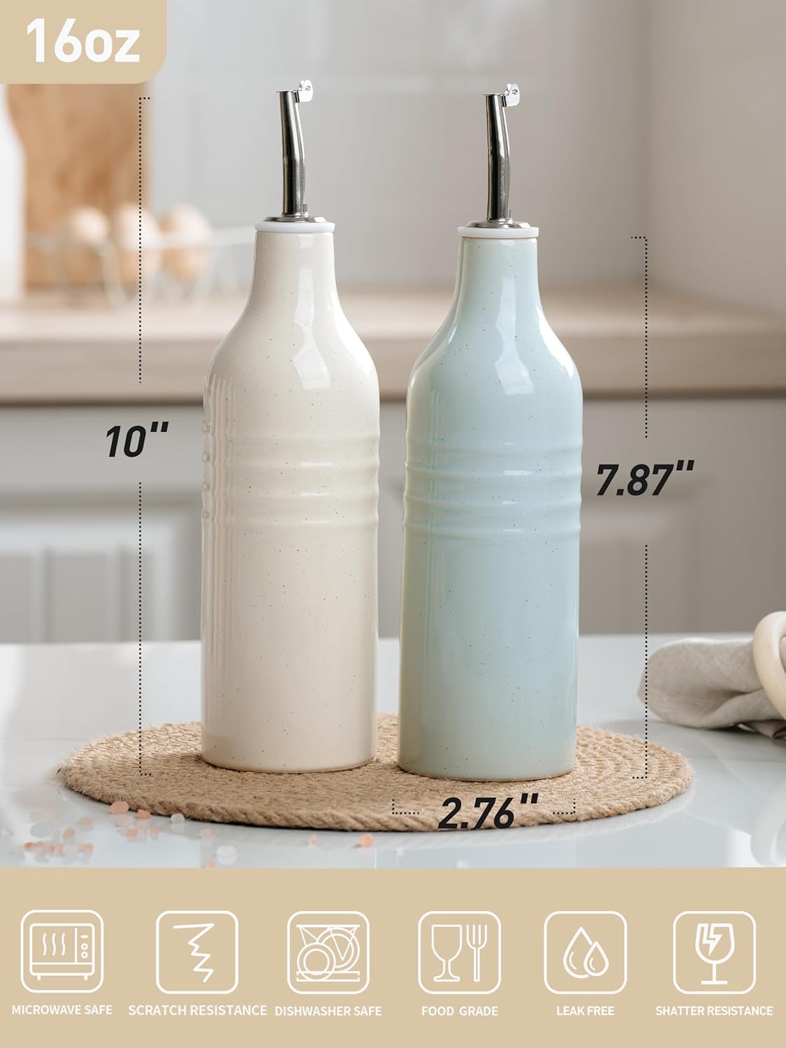 famiware Jupiter 16oz Ceramic Olive Oil Dispenser Bottle, Olive Oil and Vinegar Dispenser Bottle