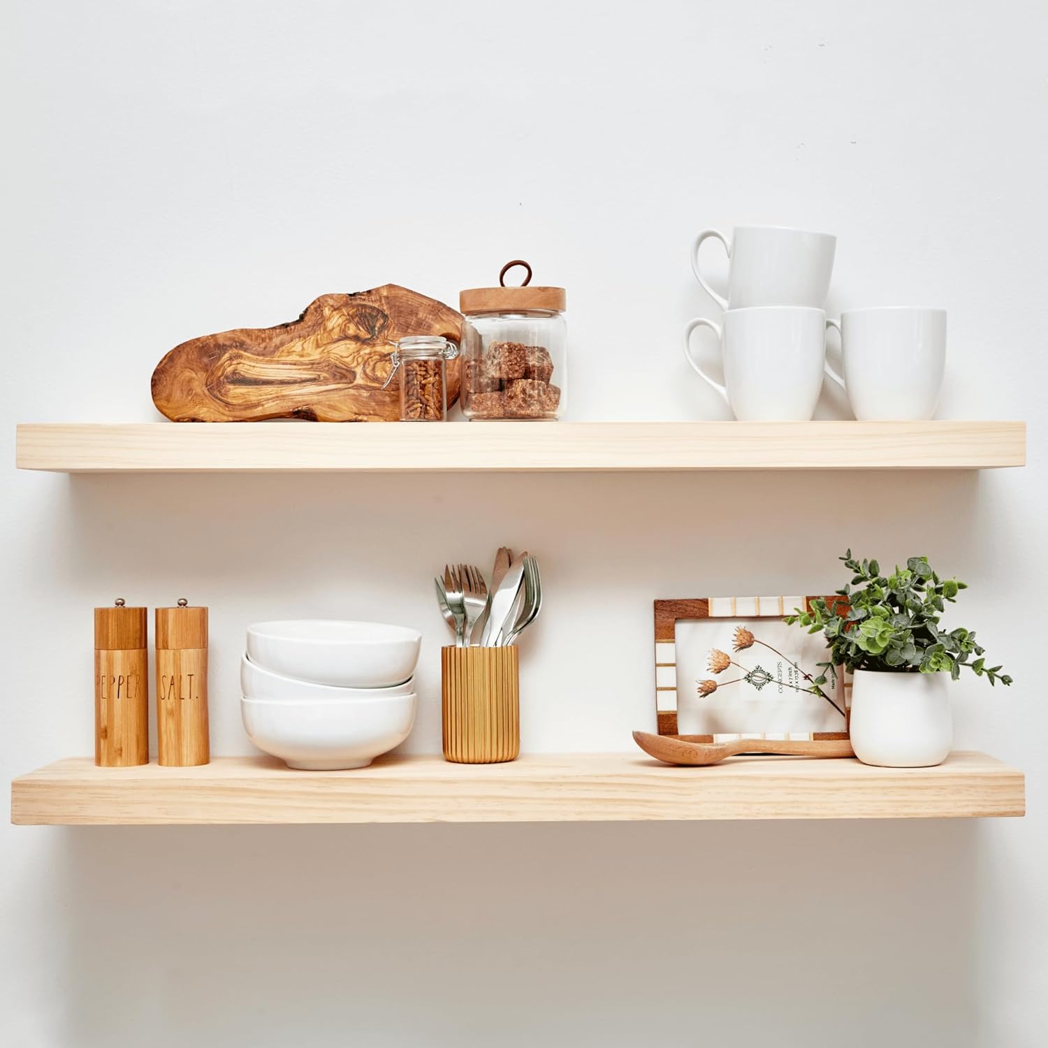 Homeforia 36 inch Wood Floating Shelves, High End Solid Natural Wood 36inch Large Floating Shelf
