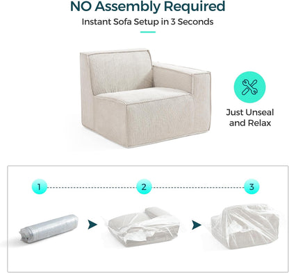 LINSY HOME Modular Sectional Sofa, 134" Boneless Couch L Shaped 4-Seat Sofa with Movable Ottoman