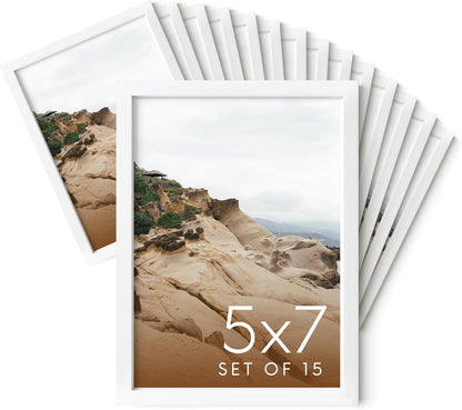 HAUS AND HUES 5x7 White Metal Picture Frames - Bulk Frames 5X7 - Features Premium Aluminum