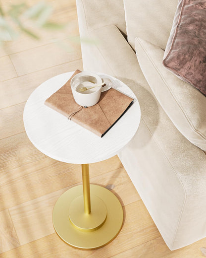 Masupu Drink Table, Round Side Table for Small Spaces, Pedestal Side Table, Small End Table with