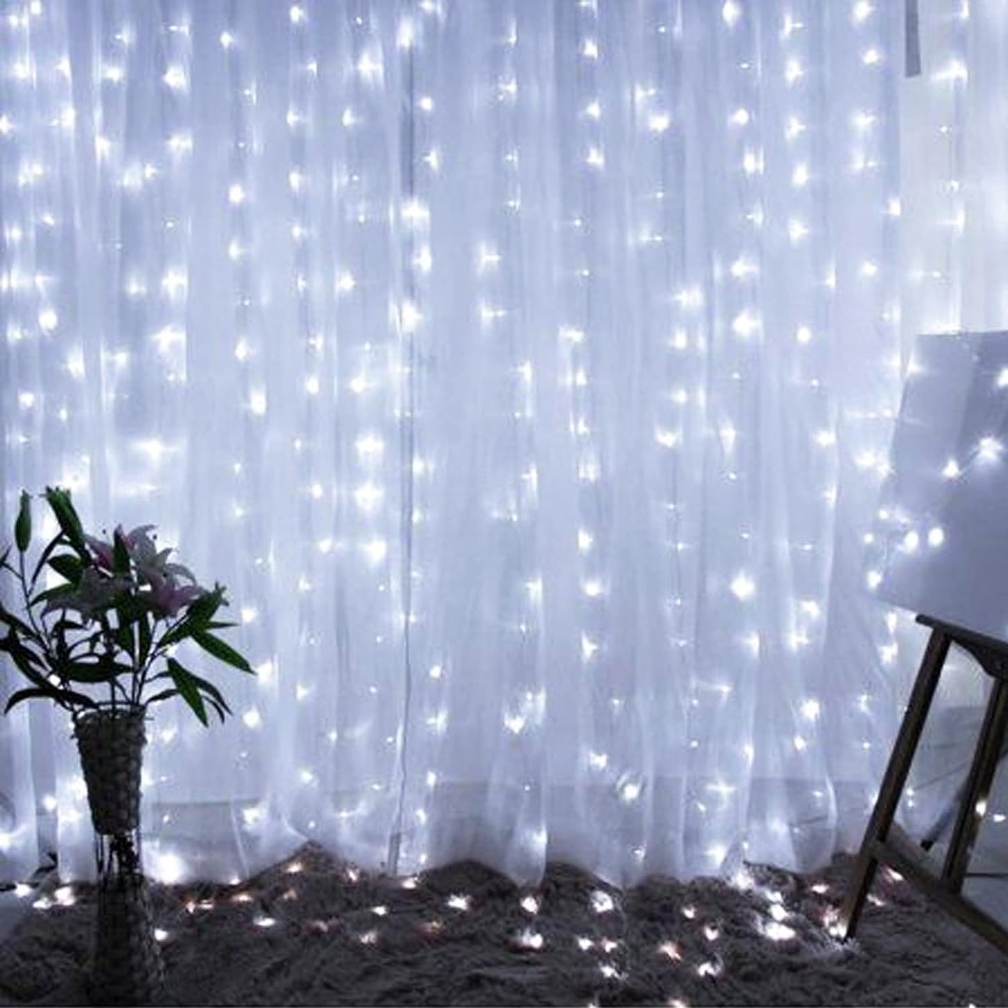 Dazzle Bright Curtain String Lights, 300 LED 9.8ft x 9.8ft 8 Lighting Modes Fairy Lights USB