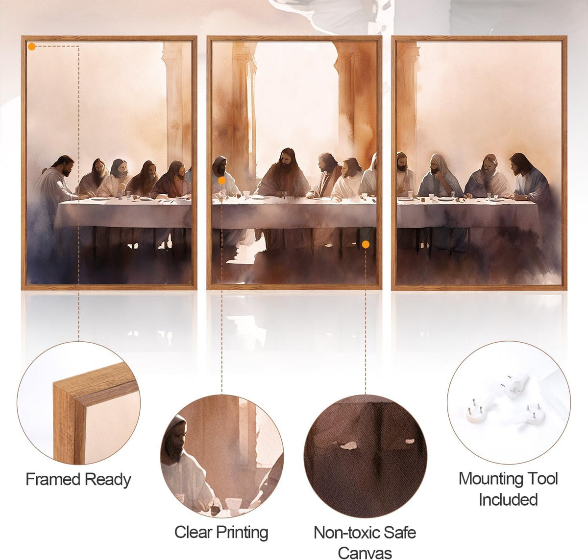 Aurlan Jesus Last Supper Bible Story Wall Art(16"x24"), 3PCS Boho Christ Christian Easter Gifts