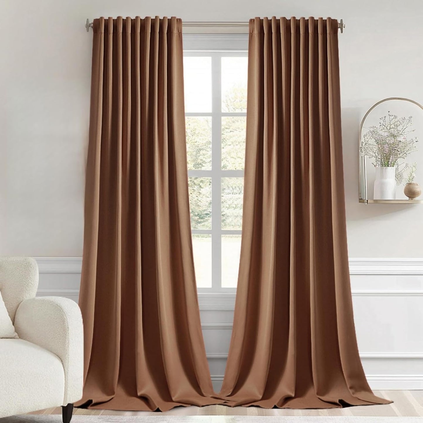 MIULEE Back Tab Blackout Curtains 102 Inch Long 2 Panels Set for Living Room Bedroom, Rod