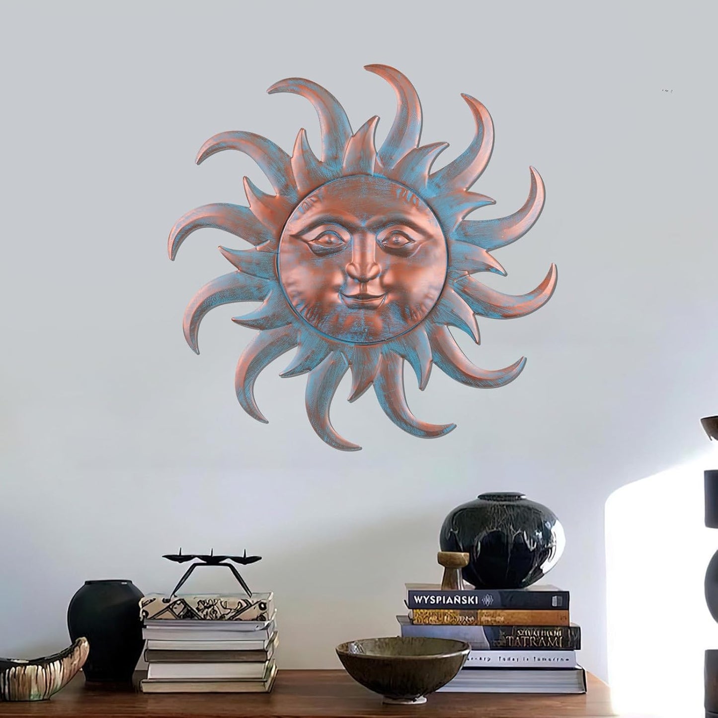 VZVXCC Sun Metal Wall Art Outdoor Decor - Cute Sun Face Metal Wall Sculpture Statues Wall Art