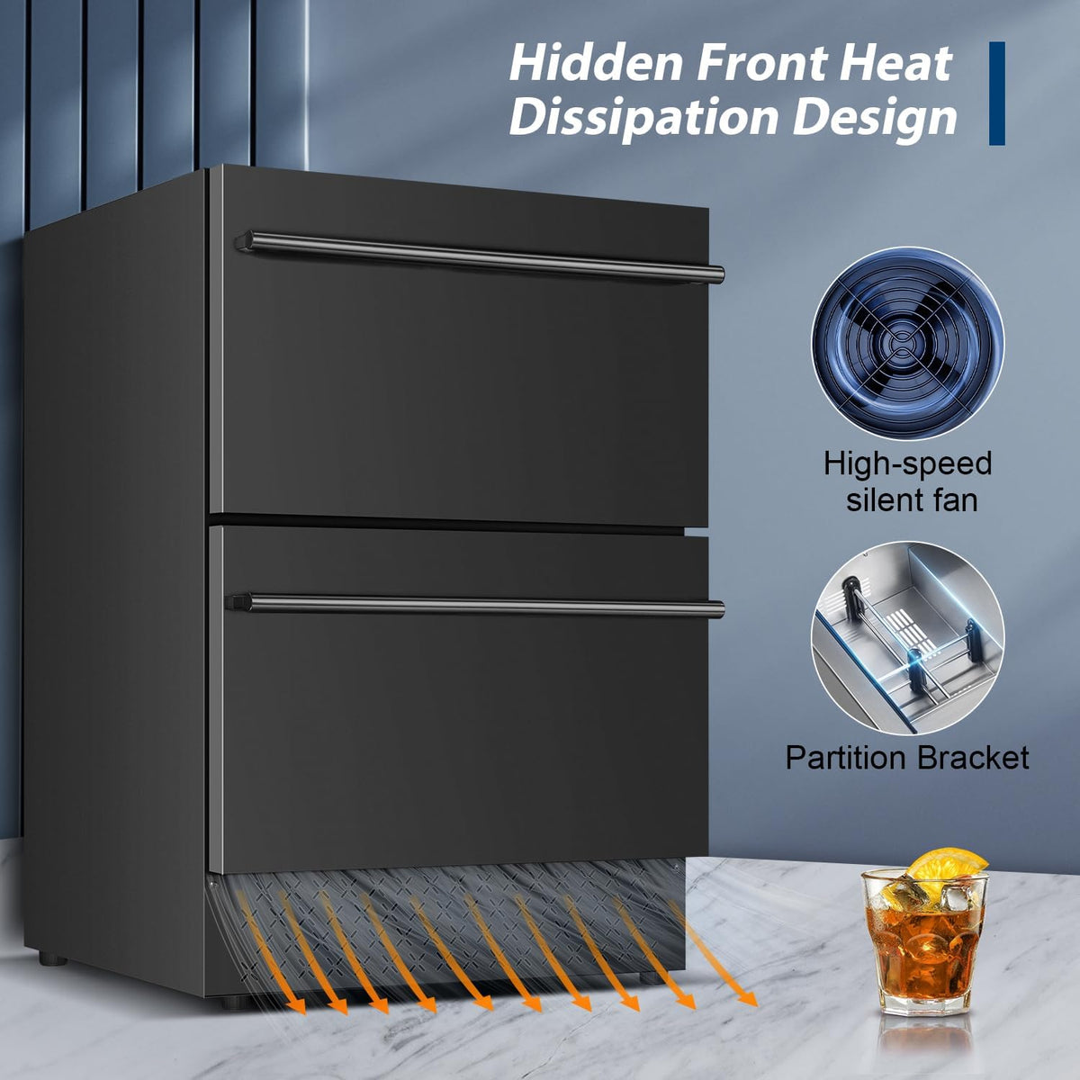 Tylza Under Counter Drawer Fridge 24 Inch, Built-in/Freestanding Beverage Refrigerator for Home and