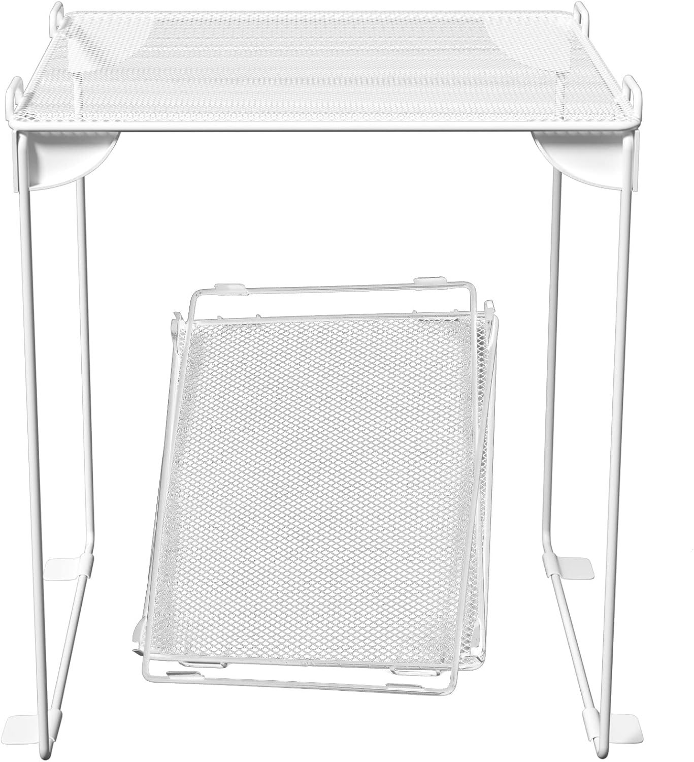 Neudeco Pack 2, Mesh Locker Shelf, Stackable Extra Tall Locker Organizer, Collapsible and Metal