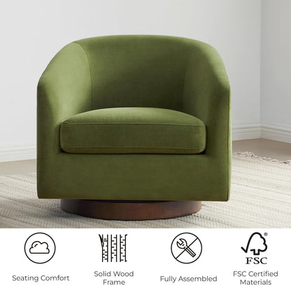 CHITA Swivel Accent Chair, FSC Certified Upholstered Velvet Barrel Chair for Living Room, Fully
