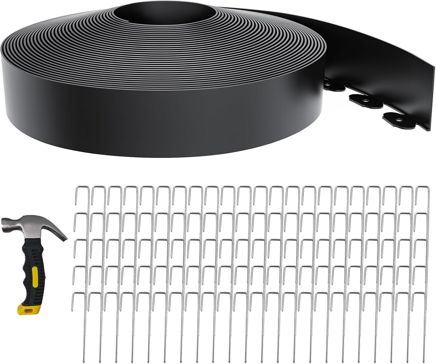 4 Inch Tall 102FT Landscape Edging with 110Pcs Metal Spikes, Plastic Garden Edging Border Landscape