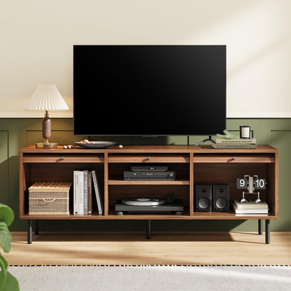 59 Inch TV Stand with Power Outlet for TVs up to 65 Inch, Entertainment Center with Storage