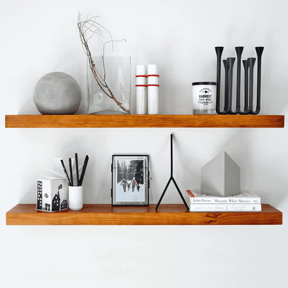 Homeforia Oak Floating Shelves 36 inches Long, High End Solid Real Wood 36 inch Floating Shelf for