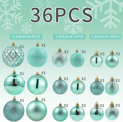 LANGXUN 36pcs Peacock Christmas Tree Decorations Balls, Bolas De Navidad, 2025 Christmas Decor