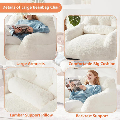 Bean Bag Chair for Adults with Pillow,Oversized Bean Bag Couch Chairs for Adults,Giant Lazy Couch