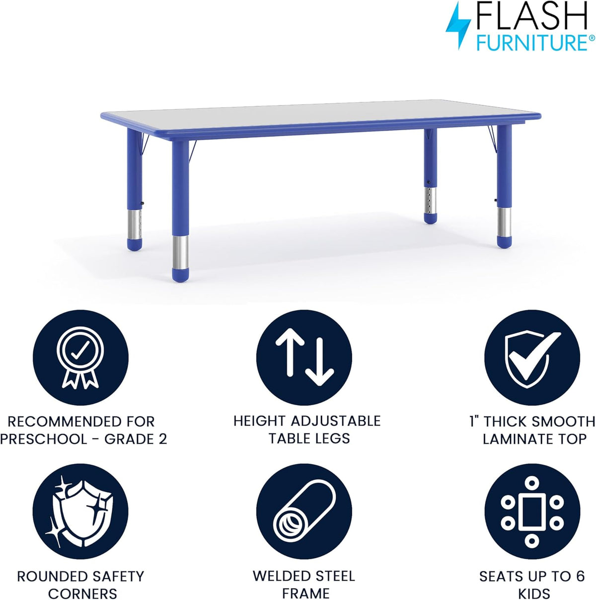 Flash Furniture Wren Adjustable Classroom Activity Table for School and Home, Plastic Activity
