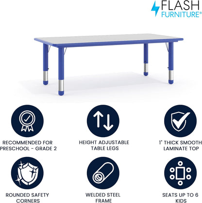 Flash Furniture Wren Adjustable Classroom Activity Table for School and Home, Plastic Activity