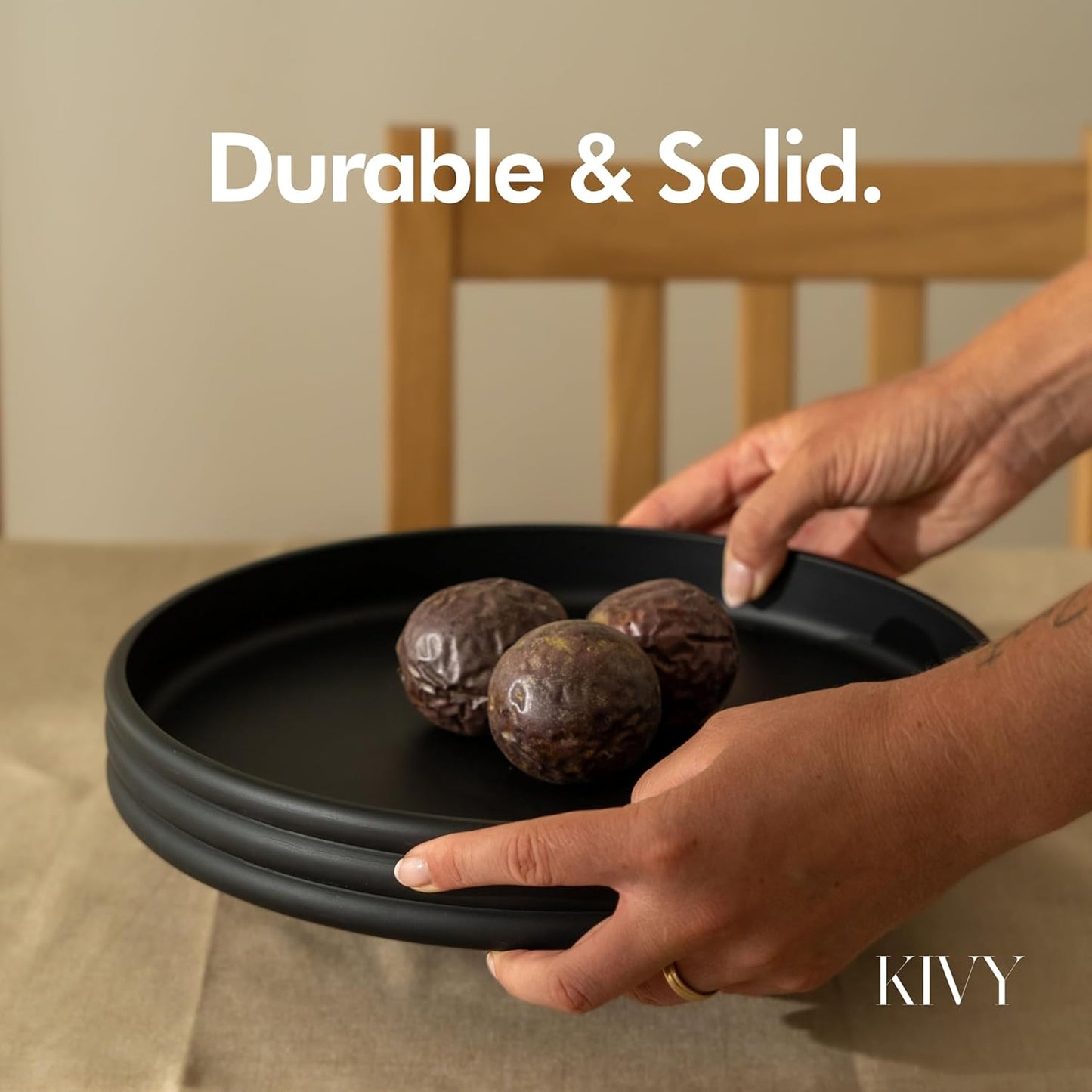 KIVY Round Decorative Concrete Tray 11x1,5 Inch - Modern Circle Coffee Table Bowl - Home Decor