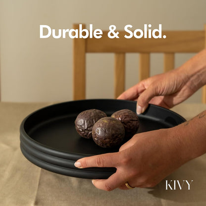 KIVY Round Decorative Concrete Tray 11x1,5 Inch - Modern Circle Coffee Table Bowl - Home Decor