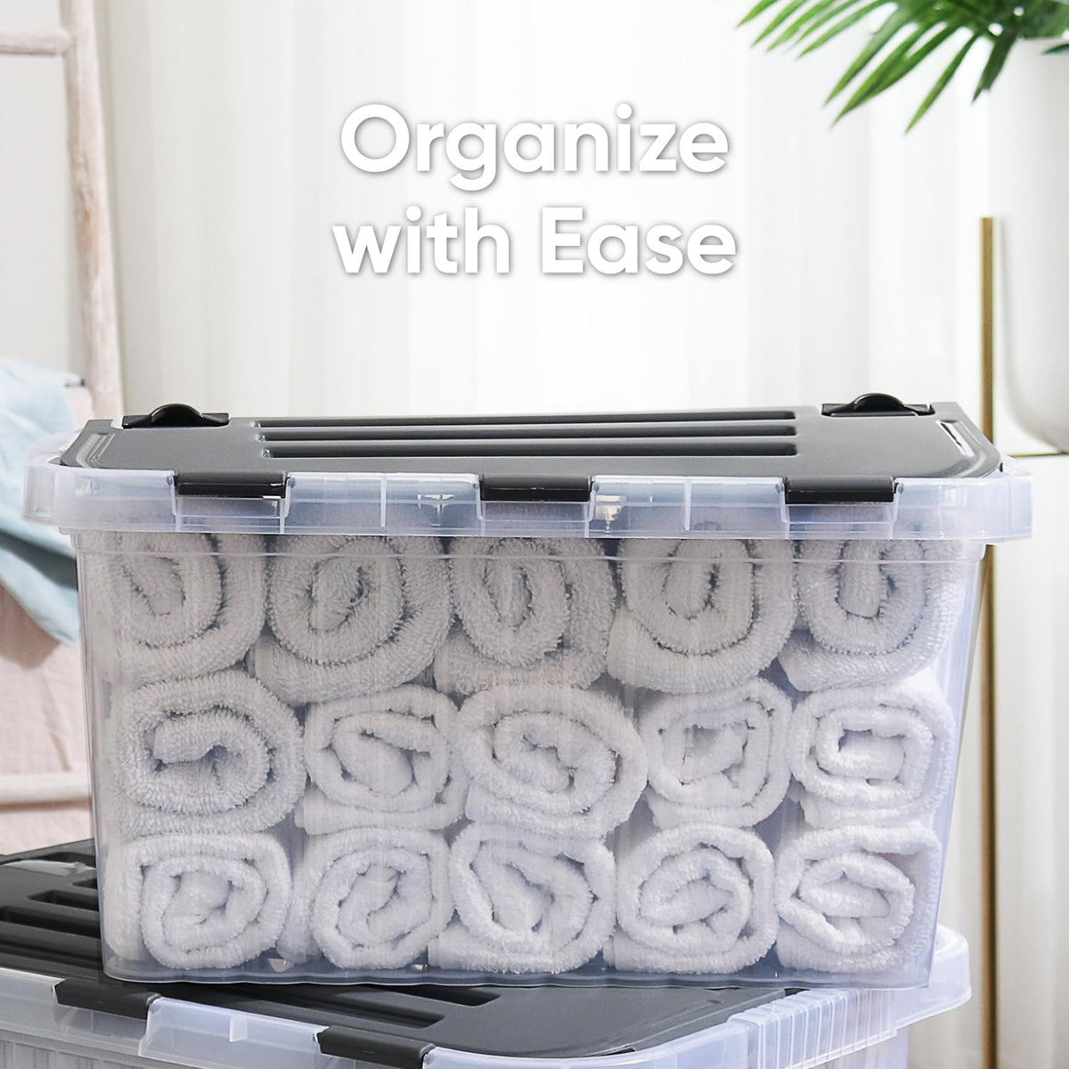 Superio Storage Bins with Lids, Clear Plastic Containers for Organizing, Stackable Totes, BPA Free