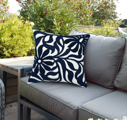 Alysheer Farmhouse Floral Leaves Embroidered Decorative Throw Pillow Cover 18x18 inches, Boho