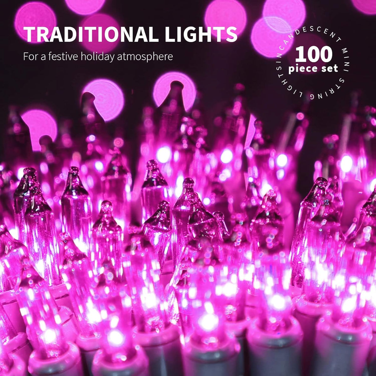 100LIGHTS Purple Extra-Bright with End Connectors Halloween Decorative Lights 5.98m UL Certified